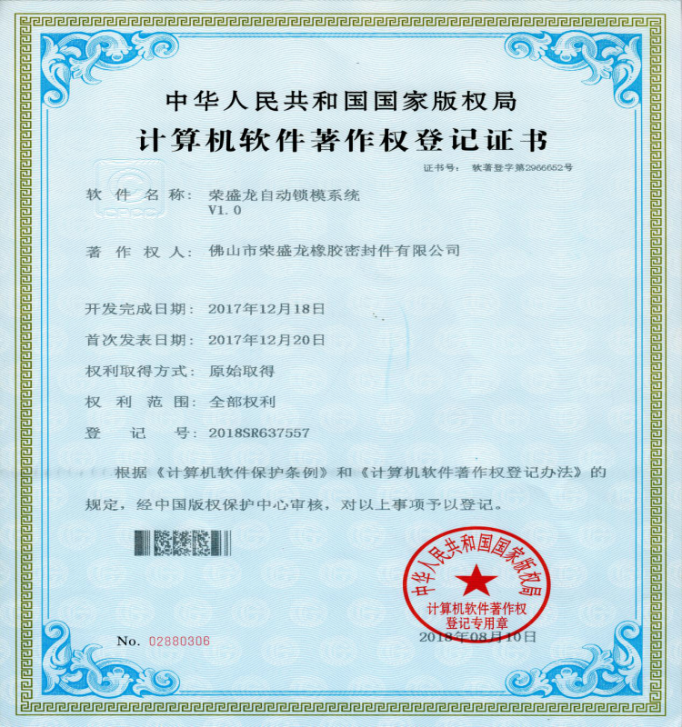 Rong Sheng Long Rubber Seals-Congratulations to our company for winning six national certificates | -5